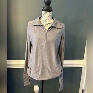 Lululemon Heather Gray Quarter-Zip Pullover with Pink Trim